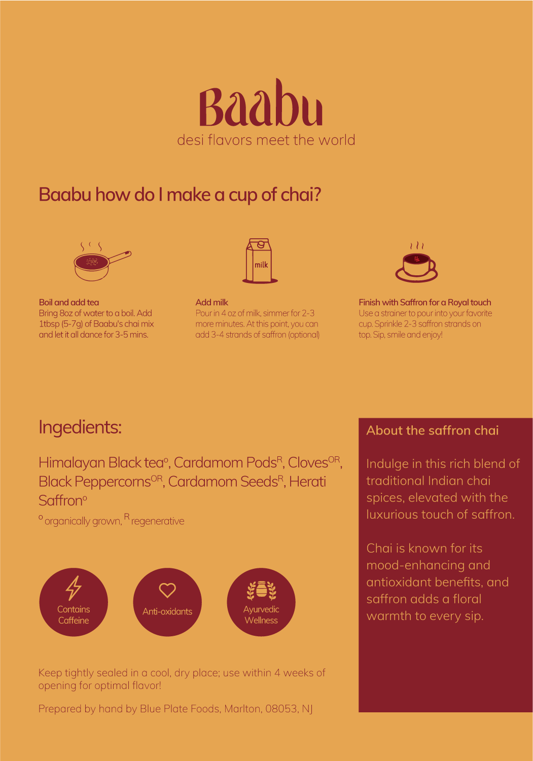 Saffron Chai - Organic Loose Leaf (15 cups ☕)